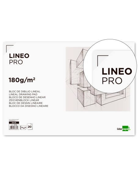 Bloc dibujo liderpapel lineal espiral 460x325 mm 20 hojas 180 gr m2 con recuadro perforado