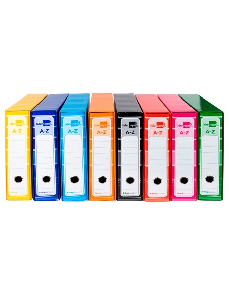 Archivador de palanca liderpapel a4 filing system forrado sin rado lomo 80 mm colores surtidos con caja y