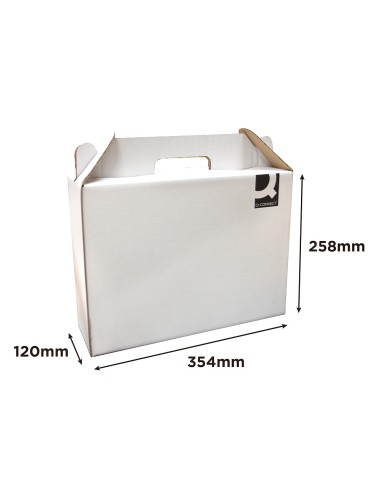 Caja maletin con asa q connect carton para envio y transporte 355x120x258 mm