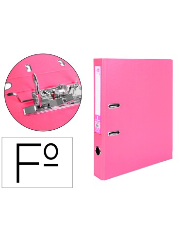 Archivador de palanca liderpapel folio documenta forrado pvc con rado lomo 52 mm rosa compresor metalico