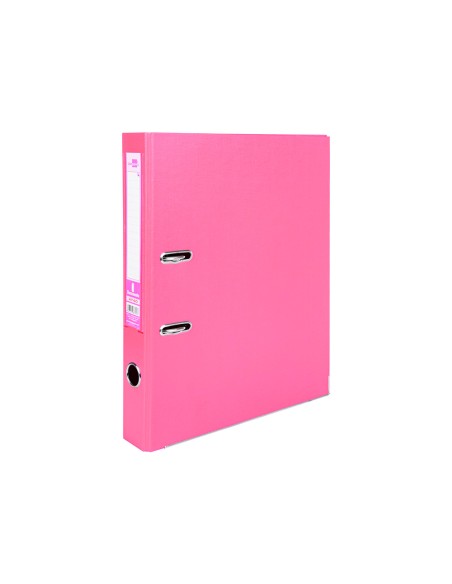 Archivador de palanca liderpapel folio documenta forrado pvc con rado lomo 52 mm rosa compresor metalico