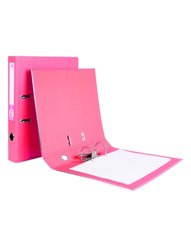 Archivador de palanca liderpapel folio documenta forrado pvc con rado lomo 52 mm rosa compresor metalico