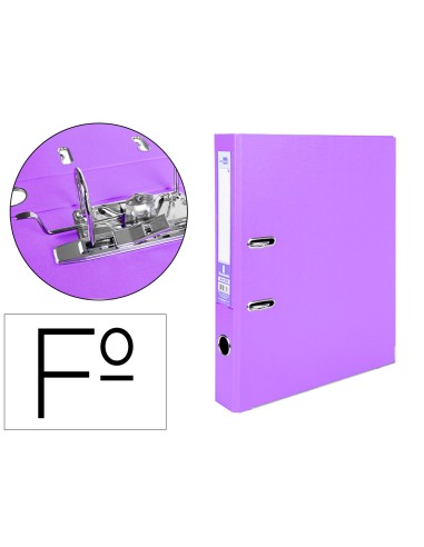 Archivador de palanca liderpapel folio documenta forrado pvc con rado lomo 52 mm lila compresor metalico