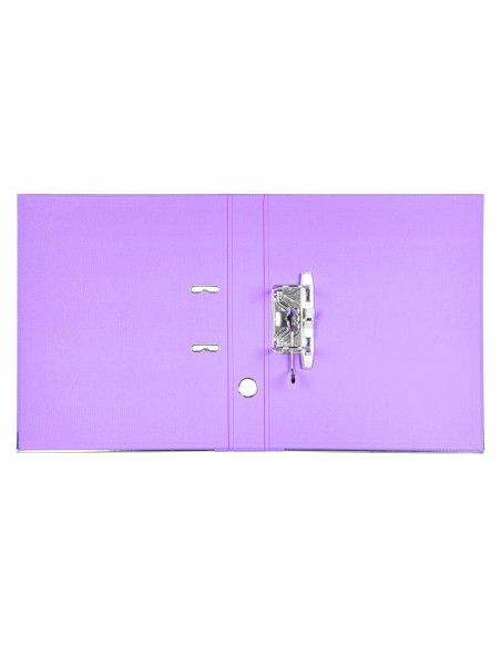 Archivador de palanca liderpapel folio documenta forrado pvc con rado lomo 52 mm lila compresor metalico