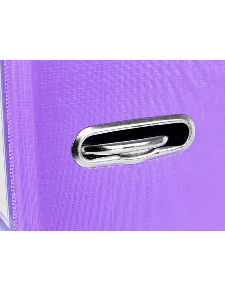 Archivador de palanca liderpapel folio documenta forrado pvc con rado lomo 52 mm lila compresor metalico