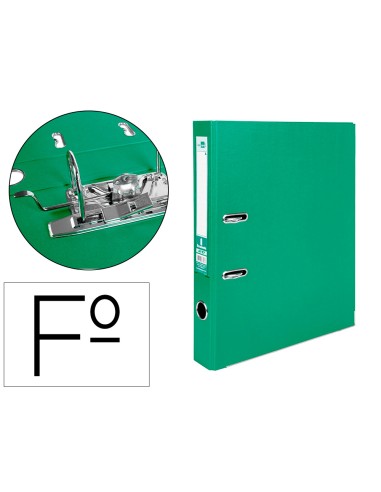 Archivador de palanca liderpapel folio documenta forrado pvc con rado lomo 52 mm verde compresor metalico