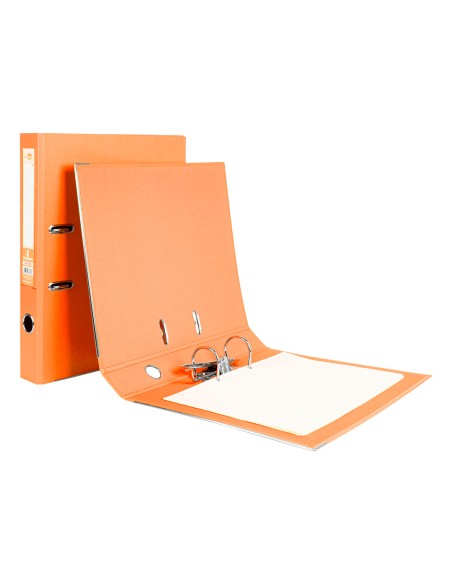 Archivador de palanca liderpapel folio documenta forrado pvc con rado lomo 52 mm naranja compresor metalico