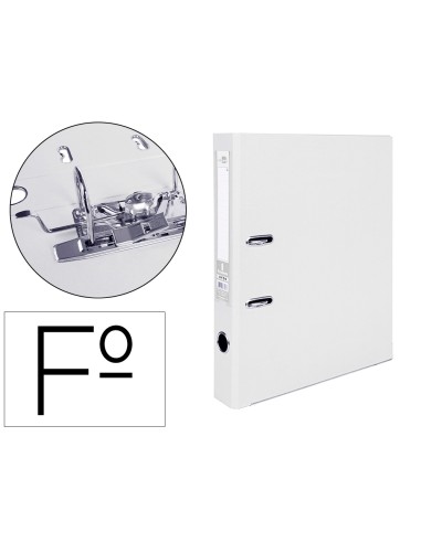 Archivador de palanca liderpapel folio documenta forrado pvc con rado lomo 52 mm blanco compresor metalico