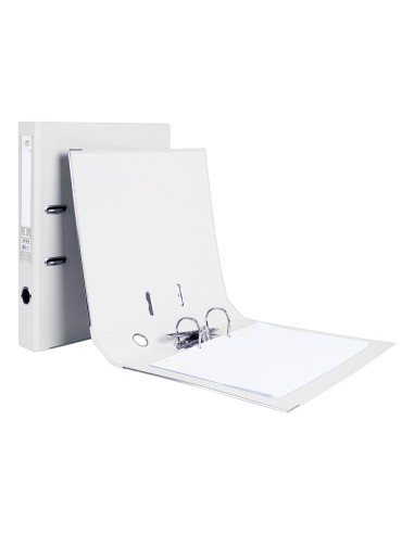 Archivador de palanca liderpapel folio documenta forrado pvc con rado lomo 52 mm blanco compresor metalico