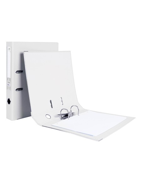 Archivador de palanca liderpapel folio documenta forrado pvc con rado lomo 52 mm blanco compresor metalico
