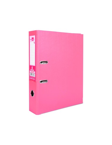 Archivador de palanca liderpapel folio documenta forrado pvc con rado lomo 75 mm rosa compresor metalico