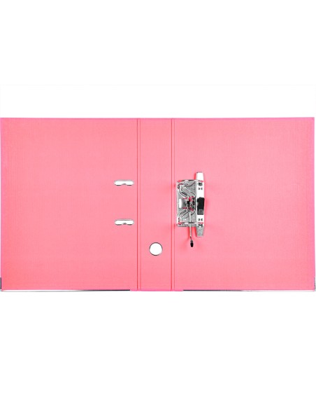 Archivador de palanca liderpapel folio documenta forrado pvc con rado lomo 75 mm rosa compresor metalico