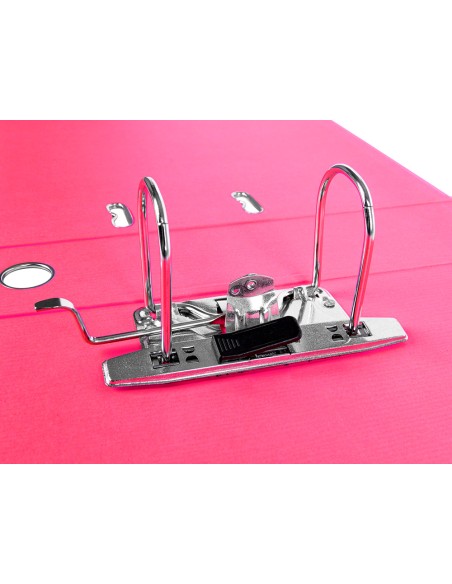 Archivador de palanca liderpapel folio documenta forrado pvc con rado lomo 75 mm rosa compresor metalico