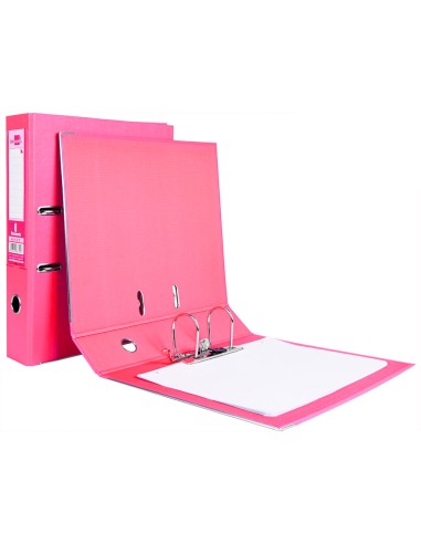 Archivador de palanca liderpapel folio documenta forrado pvc con rado lomo 75 mm rosa compresor metalico