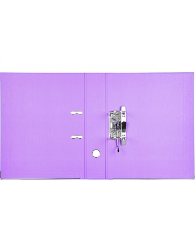 Archivador de palanca liderpapel folio documenta forrado pvc con rado lomo 75 mm lila compresor metalico