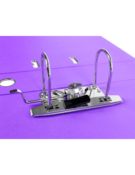 Archivador de palanca liderpapel folio documenta forrado pvc con rado lomo 75 mm lila compresor metalico