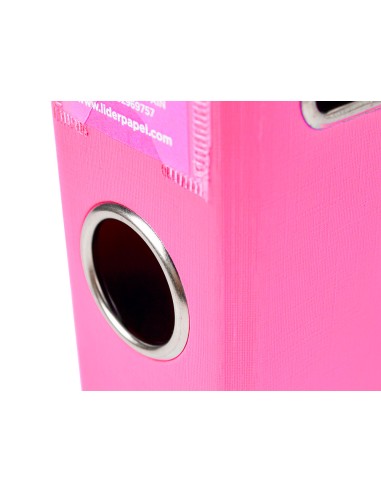 Archivador de palanca liderpapel a4 documenta forrado pvc con rado lomo 52 mm rosa compresor metalico