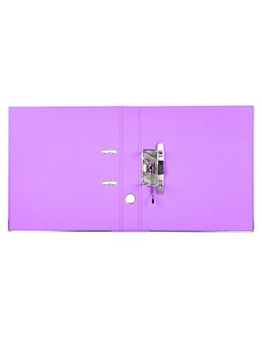 Archivador de palanca liderpapel a4 documenta forrado pvc con rado lomo 52 mm lila compresor metalico