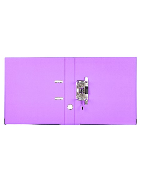 Archivador de palanca liderpapel a4 documenta forrado pvc con rado lomo 52 mm lila compresor metalico