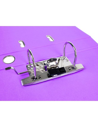 Archivador de palanca liderpapel a4 documenta forrado pvc con rado lomo 52 mm lila compresor metalico