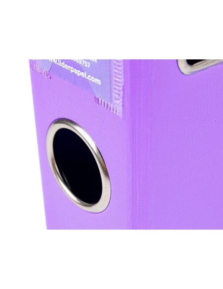 Archivador de palanca liderpapel a4 documenta forrado pvc con rado lomo 52 mm lila compresor metalico