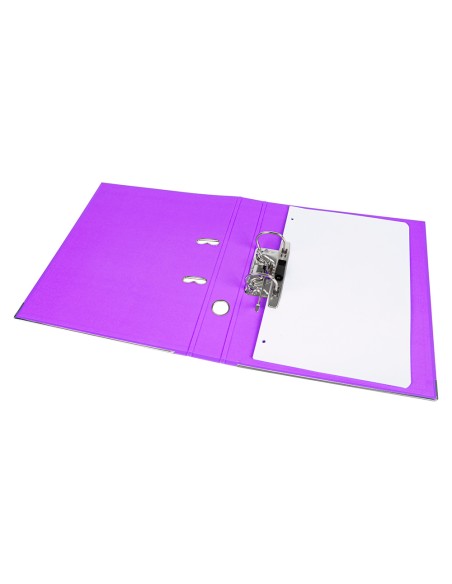 Archivador de palanca liderpapel a4 documenta forrado pvc con rado lomo 52 mm lila compresor metalico