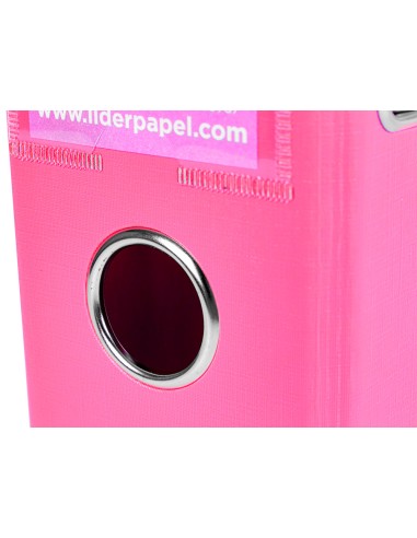 Archivador de palanca liderpapel a4 documenta forrado pvc con rado lomo 75 mm rosa compresor metalico