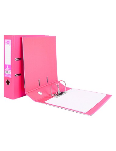 Archivador de palanca liderpapel a4 documenta forrado pvc con rado lomo 75 mm rosa compresor metalico