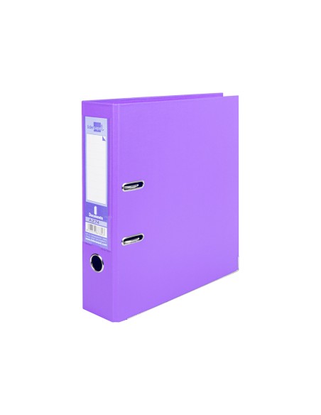 Archivador de palanca liderpapel a4 documenta forrado pvc con rado lomo 75 mm lila compresor metalico