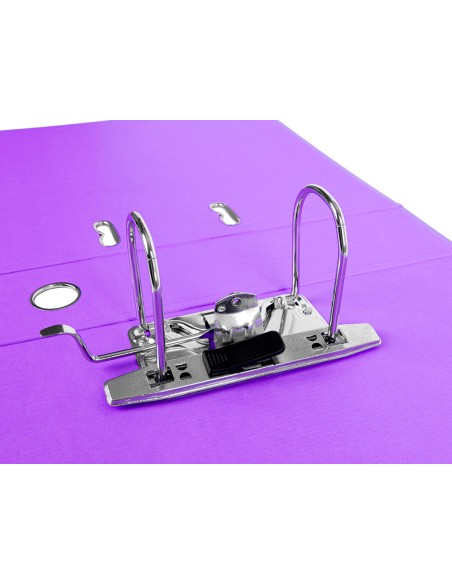 Archivador de palanca liderpapel a4 documenta forrado pvc con rado lomo 75 mm lila compresor metalico