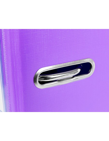 Archivador de palanca liderpapel a4 documenta forrado pvc con rado lomo 75 mm lila compresor metalico