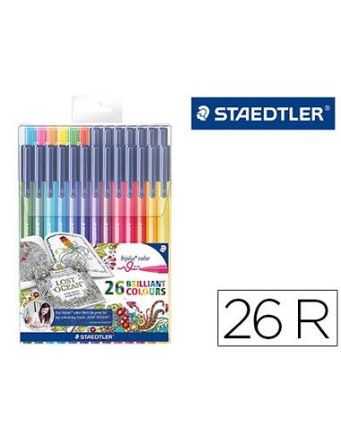 Rotuladores staedtler triplus color edicion johanna basford estuche plastico de 26 unidades colores surtidos