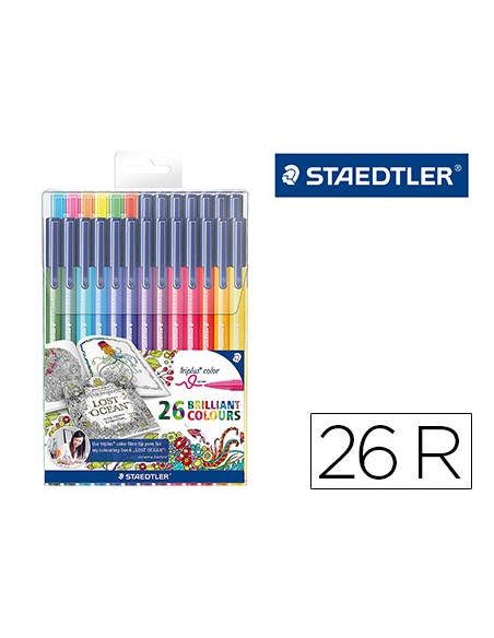 Rotuladores staedtler triplus color edicion johanna basford estuche plastico de 26 unidades colores surtidos