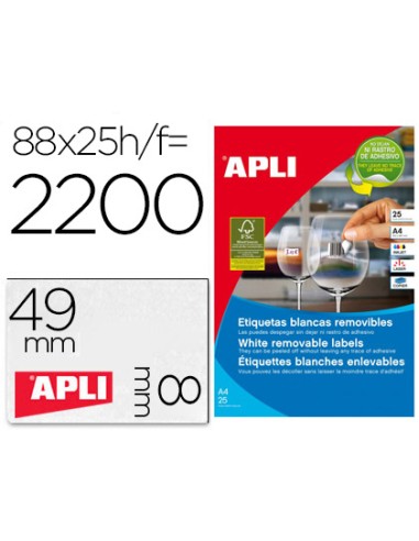 Etiqueta adhesiva apli removible 10314 especial joyeria 45x8 mm fotocopiadora laser ink jet caja con 25