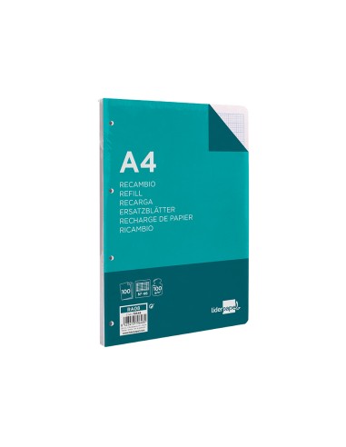 Recambio liderpapel a4 100 hojas 100 g m2 rayado nº 46 4 taladros
