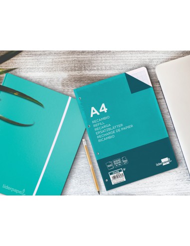 Recambio liderpapel a4 100 hojas 100 g m2 rayado nº 46 4 taladros
