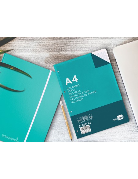 Recambio liderpapel a4 100 hojas 100 g m2 rayado nº 46 4 taladros