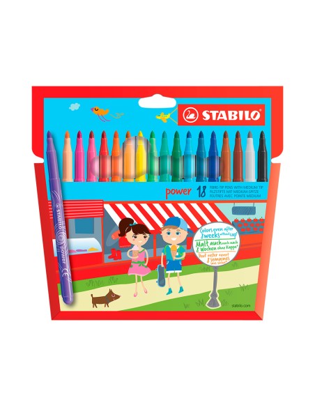 Rotulador escolar stabilo powe r caja de 18 unidades colores surtidos Rotulador escolar stabilo powe r caja de 18 unidades colores surtidos