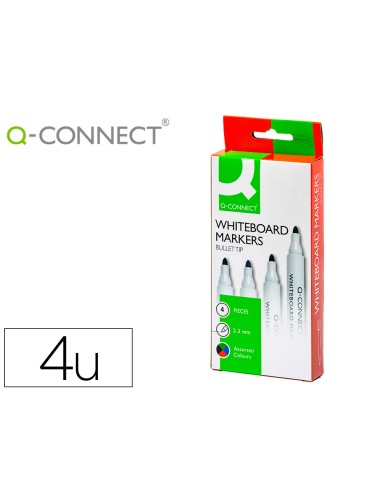 Rotulador q connect pizarra blanca caja 4 colores surtidos punta redonda 3 mm