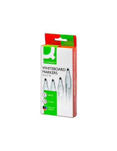 Rotulador q connect pizarra blanca caja 4 colores surtidos punta redonda 3 mm