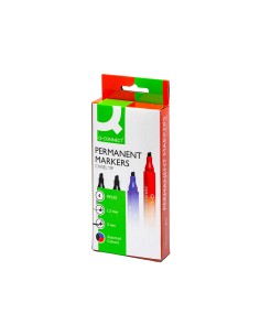 Rotulador q connect marcador permanente estuche de 4 colores surtidos punta biselada 5 mm