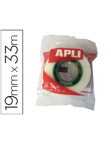 Cinta adhesiva apli 33 mt x 19 mm invisible encelofanada individualmente
