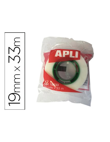 Cinta adhesiva apli 33 mt x 19 mm invisible encelofanada individualmente