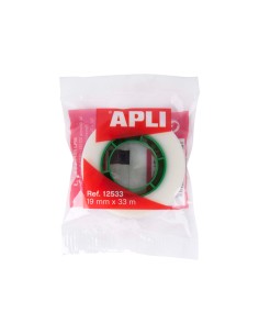 Cinta adhesiva apli 33 mt x 19 mm invisible encelofanada individualmente