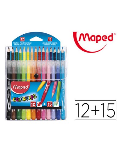 Pack combo maped color peps 12 rotuladores 15 lapices de colores
