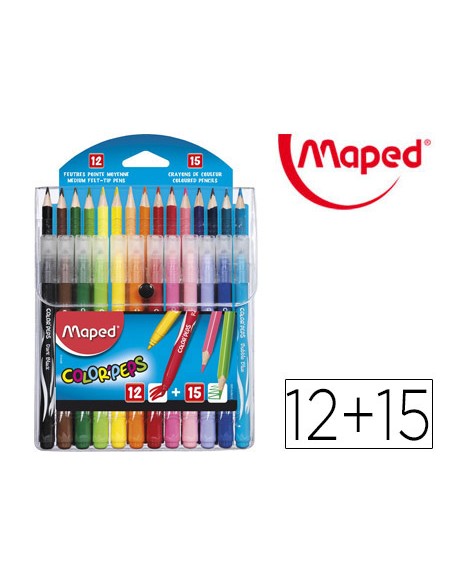 Pack combo maped color peps 12 rotuladores 15 lapices de colores