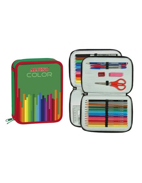 Plumier escolar alpino color pequeno doble cremallera