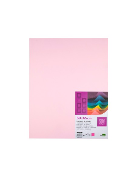 Cartulina liderpapel 50x65 cm 180g m2 rosa paquete de 25 hojas