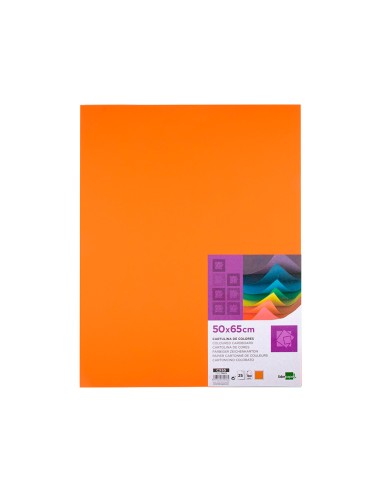 Cartulina liderpapel 50x65 cm 180g m2 naranja paquete de 25 hojas