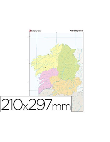 Mapa mudo color din a4 galicia politico
